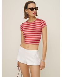 Reformation - June Low Rise Linen Short 0 - Lyst
