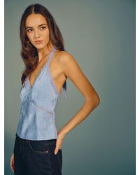 Reformation - Monica Silk Top Bluejay Jacquard - Lyst