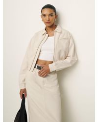 Reformation - Kinsley Denim Cropped Bomber Jacket - Lyst