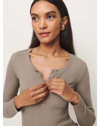 Reformation - Slim Fitted Henley Long-Sleeve Tee - Lyst