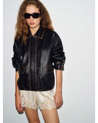 Reformation - Veda Taelor Bomber Jacket Distressed Leather - Lyst
