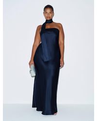 navy blue plus size formal dresses Off Shoulder Bell Sleeve Rosette Gown In Sateen How to Wear a shoulder gown features asymmetric Coat Size:14 P plus size ladies