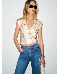Reformation - Cherry Silk Top 8 - Lyst