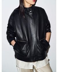 Reformation - Veda Harrison Leather Oversized Bomber - Lyst