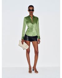 Reformation - Raya Fitted Silk Shirt Jade - Lyst