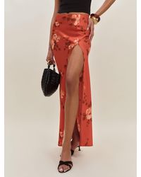 Reformation - Layla Satin Skirt With Slit - Lyst