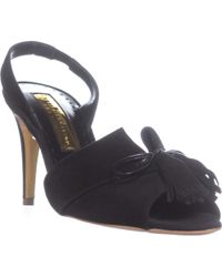 Rupert Sanderson Gladys Peep Toe Tassel Sandals - Black