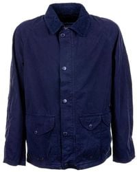 Barbour - Giacca Uomo Blu Con Bottoni E Colletto - Lyst