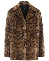 Etro - Cappotto Corto Marrone - Lyst