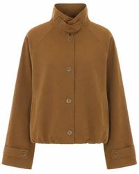 ELEH - Giacca Marrone Con Colletto Alto - Lyst