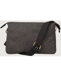 Borbonese - Borsa A Tracolla Grigio Scuro Con Patta Frontale - Lyst