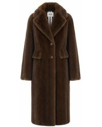 S.W.O.R.D - Cappotto Lungo Marrone Effetto Pelliccia - Lyst