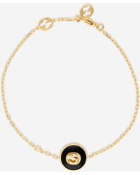 Gucci - 18K Onyx & Diamond Interlocking Chain Bracelet Yba786556001016 - Lyst