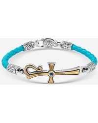 Konstantino - Dome Sterling & 18K Spinel Leather Bracelet Bkj701-478-Trq - Lyst