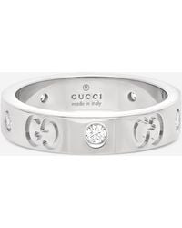 Gucci - Icon 18K Diamond Thin Band Ring Ybc100881001009 - Lyst