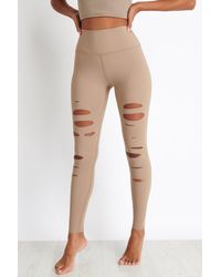 Alo Yoga High Waisted Ripped Warrior Legging - Natural