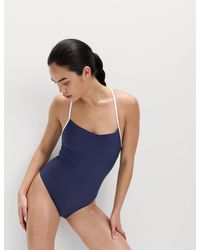 GOODMOVE - Women's Tummy Control Contrast Scoop Neck Swimsuit - Lyst