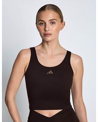 adidas - Women's 3 Stripes Studio All Me Light Support Tank Top - Lyst