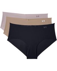 Natural Womens Clothing Lingerie Knickers and underwear Under Armour Cotton Pure Stretch Thong 3pack in Brown 