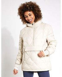 GOODMOVE - Quilted Half Zip Hooded Puffer Jacket - Lyst