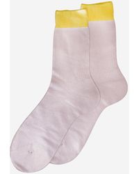 Maria La Rosa One Ribbed Laminated Sock Rose/yellow - Pink