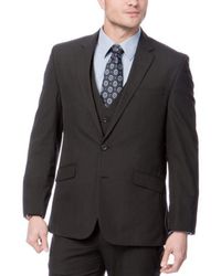 Kenneth Cole Regular Fit Pinstriped Two Button Three Piece Suit - Black