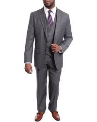 Men's Arthur Black Classic Fit Solid Charcoal Gray Two Button 2 Piece Wool Suit