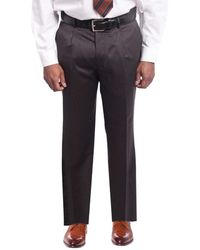 Arthur Black Classic Fit Textured Pleated Wool Dress Pants - Brown