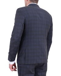 London Fog Men's Slim Fit Solid Royal Blue Two Button Wool Suit 