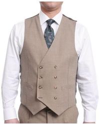 Men's Arthur Black Executive Portly Fit Black Pinstriped 2 Button Wool Suit 