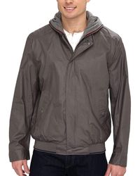 kenneth cole hooded mixed media coat