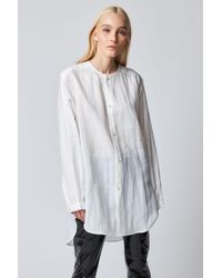 Phoebe English Collarless Dress Shirt - White