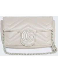 GUCCI Calfskin Matelasse Super Mini GG Marmont Shoulder Bag White 1261732
