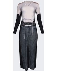 Y. Project X Jean Paul Gaultier Trompe-l'oeil Y Belt Denim Maxi Dress ...