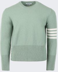 Thom Browne Shetland Wool 4-bar Sweater - Green
