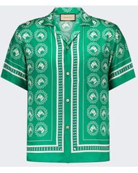 Gucci GG Multicolor Silk Twill Shirt in Green for Men