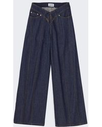 Jean Paul Gaultier Denim Tief Sitzende Jeans Mit Weitem Bein Und Ziernähten in Blau Damen Bekleidung Jeans Ausgestellte Jeans 