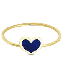 Jennifer Meyer 18k Yellow Gold Mini Lapis Inlay Heart Ring - Blue