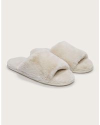 white company faux fur sliders