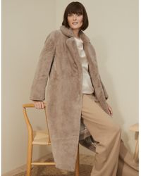 white company faux fur coat