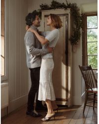 White company satin skirt Clearance
