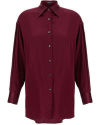 Tom Ford - Burgundy Long-Sleeve Shirt With Button-Cuffed Sleeves - Lyst