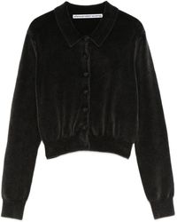 Alexander Wang - Cotton-Blend Chenille Cropped Polo Cardigan - Lyst