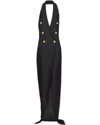 Balmain - 6 Buttons Long Halterneck Knit Dress - Lyst