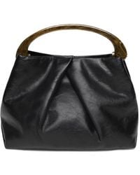Dries Van Noten - Pleated Leather Handbag With Resin Top Handle - Lyst
