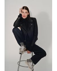 VEDA Jayne Smooth Leather Jacket In Black