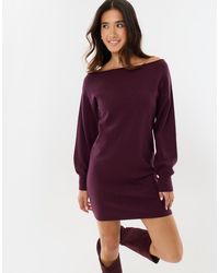 Threadbare - Slash Neck Mini Jumper Dress - Lyst