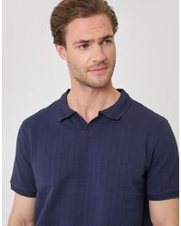 Threadbare - Trophy Neck Textured Stretch Cotton Polo Shirt - Lyst
