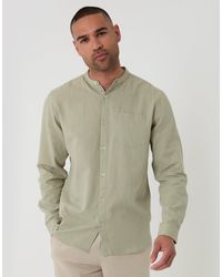 Threadbare - Grandad Collar Linen Blend Long Sleeve Shirt - Lyst