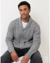 Threadbare - Cable Knit Shawl Cardigan - Lyst